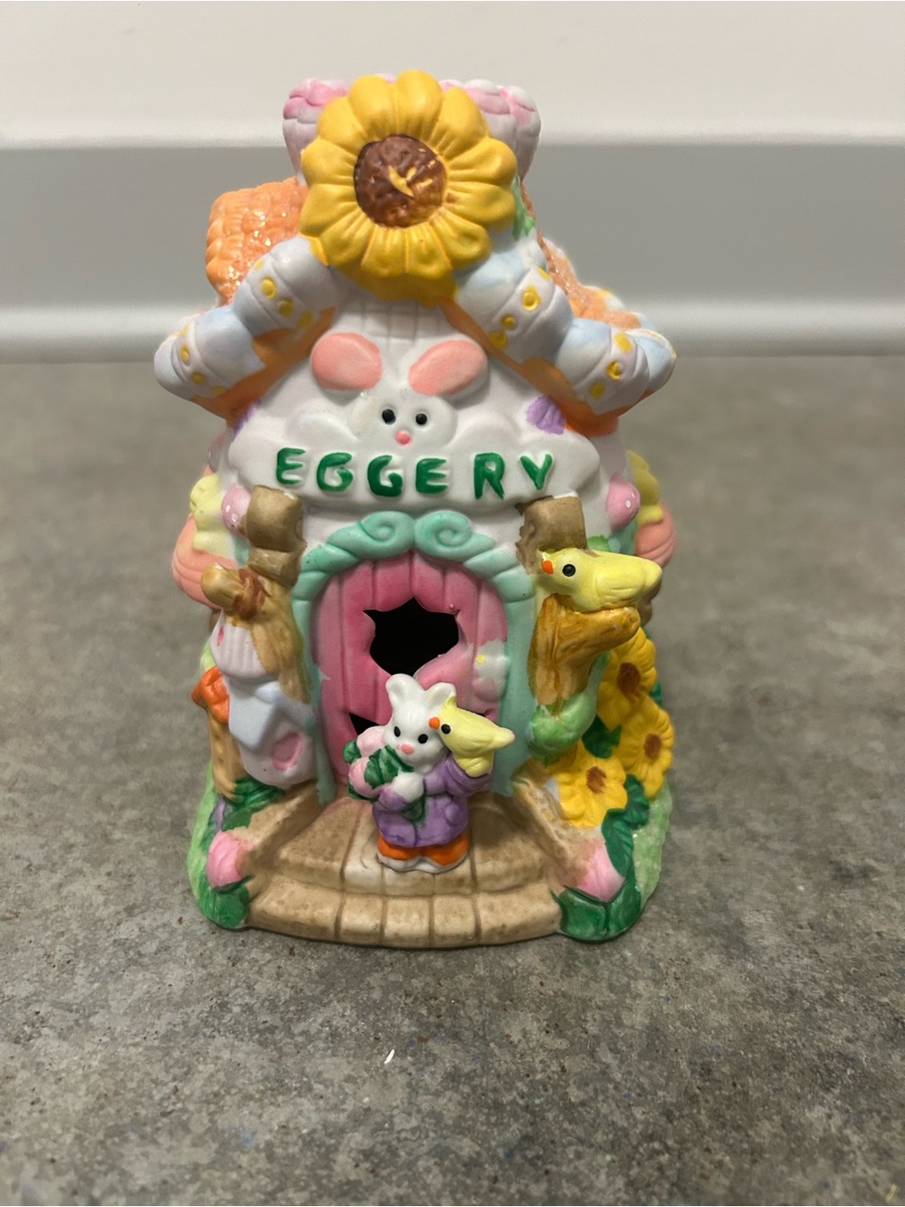 Vintage 2002 Hoppy Hollow Eggery Bunny House Easter Village Cottage No Cord